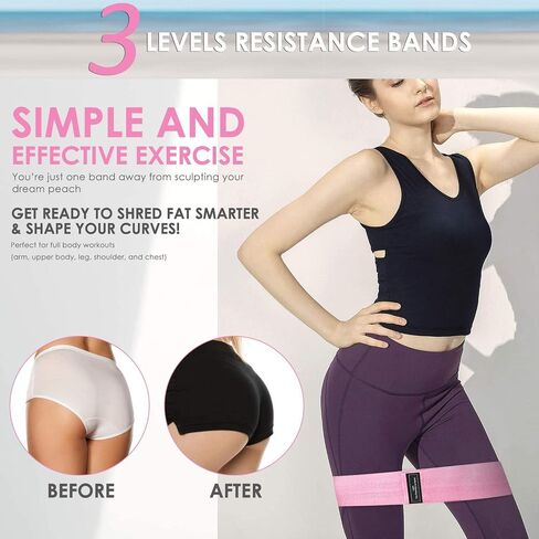 Resistance Bands for Legs and Butt, Fabric Exercise Bands Set, Thick Wide Stretch Fitness Bands, Non-Slip Workout Loop Bands, Booty Hip Bands for Women at Home or Gym in Saudi Arabia