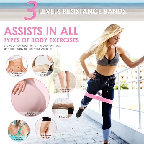 Resistance Bands for Legs and Butt, Fabric Exercise Bands Set, Thick Wide Stretch Fitness Bands, Non-Slip Workout Loop Bands, Booty Hip Bands for Women at Home or Gym in Saudi Arabia