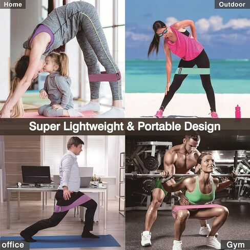 أربطة مقاومة للتمارين الرياضية للساقين والأرداف، أربطة سميكة مضادة للانزلاق والتدحرج في صالة الألعاب الرياضية المنزلية، مجموعة أربطة واسعة من القماش للنساء مع كتاب إلكتروني وفيديو in Kuwait