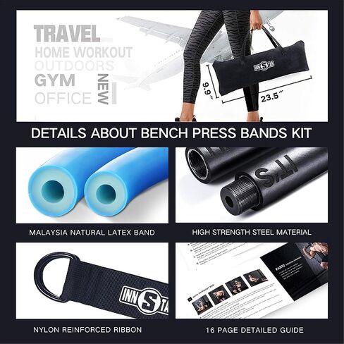 INNSTAR Gym 3.0 Portable Home Gym Training Set, Adjustable Bench Press Squat Resistance Bands with Fitness Bar, Foot Cover, Full Body Workout Fitness Equipment, All in One Gym for Home, Travel in Saudi Arabia