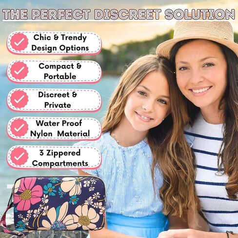 First Period Pal Pack to-Go Kit | 26 pcs | First Period Kit for Girls 9-12 | Period Bags for Teen Girls for School | Discrete Period Bag, Pads, Panty Liners, Period Kits for Girls 10-12 - Flowers in Saudi Arabia