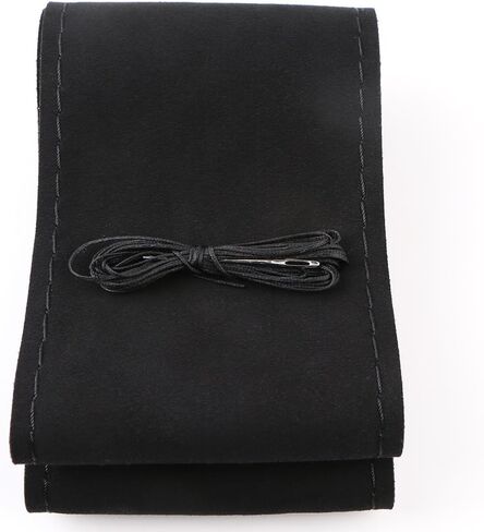 15 Inch Universal Suede Car Steering Wheel Cover with Needle & Thread, Skidproof Automobile Handlebar Fuzzy Material Covers Protecting Vehicle Steering Black in Saudi Arabia