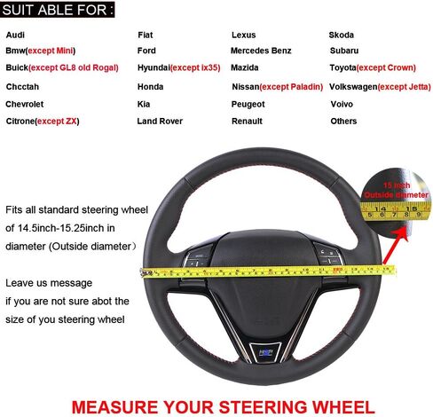 15 Inch Universal Suede Car Steering Wheel Cover with Needle & Thread, Skidproof Automobile Handlebar Fuzzy Material Covers Protecting Vehicle Steering Black in Saudi Arabia