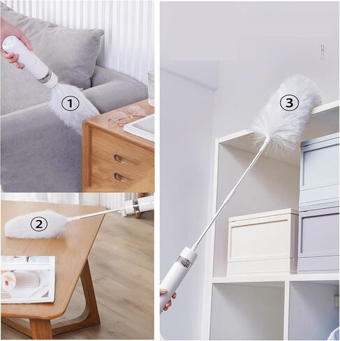 3 in 1 Electric Dust Duster ,360° Rotation Feather Duster USB Charging and 2-Speed Speed Adjustment for Household dust and vacuuming. in Saudi Arabia