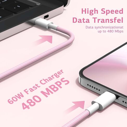Essri USB C to USB C Cable 3FT for Apple iPhone 17 16 Charger Cord 4Pack | 60W C to C Cable Fast Charging Wire for iPhone 17 16 15 Pro Plus Pro Max iPad Pro/Air MacBook Pro/Air,Galaxy S26 S25 and More in Kuwait
