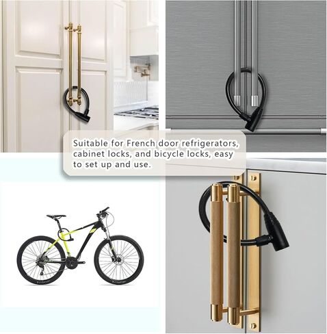 3 عبوات قفل باب خزانة الثلاجة مع مفاتيح، أقفال كابل أمان مقاومة للأطفال لقفل المطبخ للأبواب الفرنسية والحمام والمطبخ RV بدون حفر ولا لاصق لولبي (أسود) in Kuwait