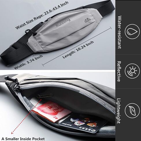 Running Belt Waist Pack - Running Fanny Pack for Women & Men - Hiking Cycling Workout Belt Bag - Adjustable Running Pouch for Phones, Money, Keys Black in Saudi Arabia