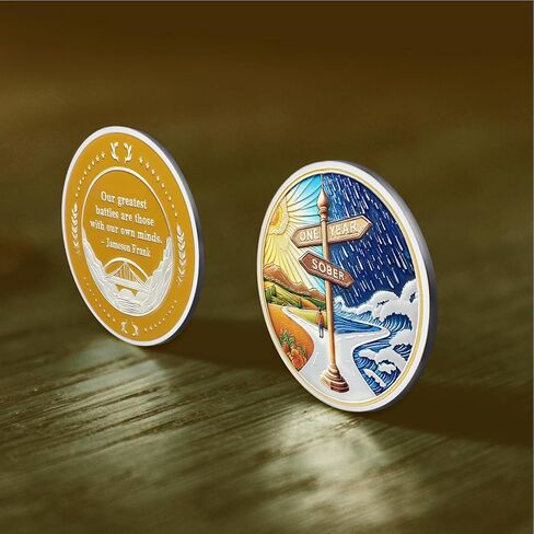 1 سنة الرصانة عملة سنة واحدة الرصانة رقاقة الرصانة الهدايا للنساء الرجال غير الدينية AA رقائق والميداليات رمز التأكيد الرصين مدمنو الكحول مجهول الإدمان الانتعاش هدية in Kuwait