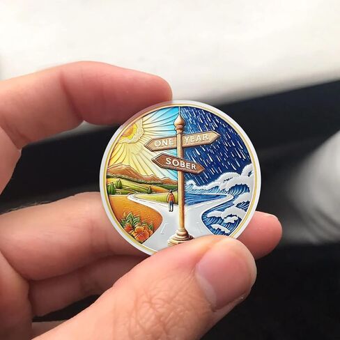 1 سنة الرصانة عملة سنة واحدة الرصانة رقاقة الرصانة الهدايا للنساء الرجال غير الدينية AA رقائق والميداليات رمز التأكيد الرصين مدمنو الكحول مجهول الإدمان الانتعاش هدية in Kuwait