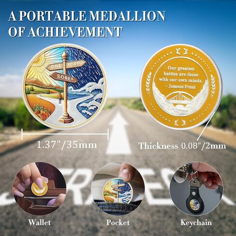 1 سنة الرصانة عملة سنة واحدة الرصانة رقاقة الرصانة الهدايا للنساء الرجال غير الدينية AA رقائق والميداليات رمز التأكيد الرصين مدمنو الكحول مجهول الإدمان الانتعاش هدية in Kuwait