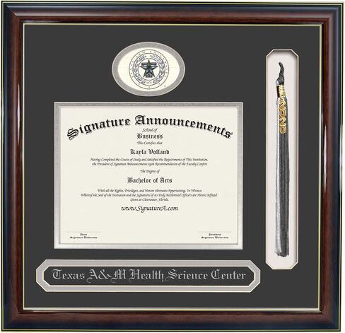 Texas-A&M-Health-Sci-Cntr-College-of-Pharmacy المرحلة الجامعية، ختم الدكتوراه، الاسم والشرابة إطار الدبلوم (الماهوجني اللامع مع لمسة ذهبية، 23 × 24) in Saudi Arabia