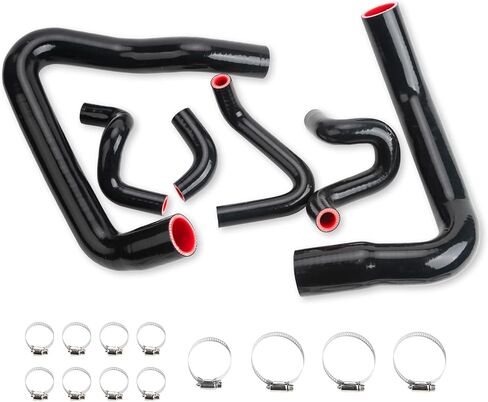 طقم خرطوم مبرد داخلي من السيليكون عالي التحمل مع مشابك، متوافق مع موستانج GT LX كوبرا 5.0 1986-1993 أسود in Kuwait
