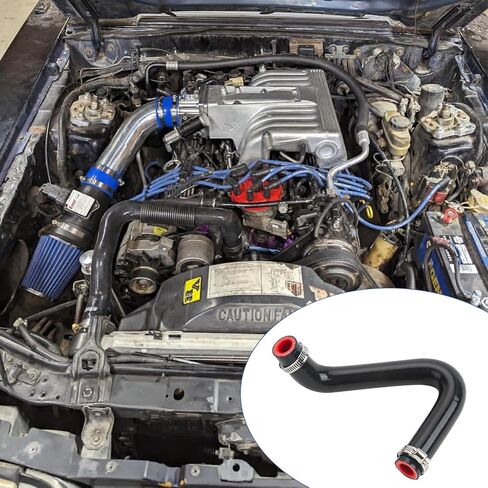 طقم خرطوم مبرد داخلي من السيليكون عالي التحمل مع مشابك، متوافق مع موستانج GT LX كوبرا 5.0 1986-1993 أسود in Kuwait