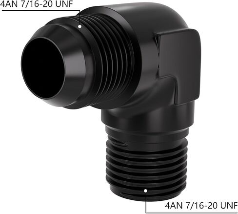 APIELE 8AN إلى 1/2 "NPT 90 درجة محول تركيب ذكر من الألومنيوم الأسود (YZSTL-8AN-1/2NPT-90) in Kuwait