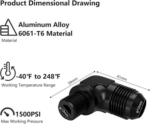 APIELE 8AN إلى 1/2 "NPT 90 درجة محول تركيب ذكر من الألومنيوم الأسود (YZSTL-8AN-1/2NPT-90) in Kuwait
