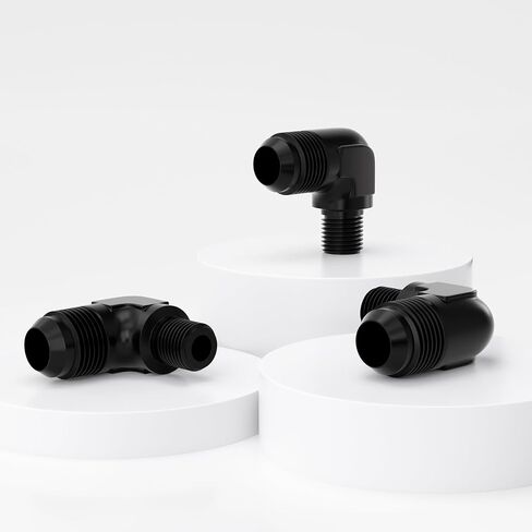 APIELE 8AN إلى 1/2 "NPT 90 درجة محول تركيب ذكر من الألومنيوم الأسود (YZSTL-8AN-1/2NPT-90) in Kuwait