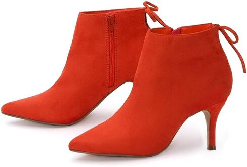 Womens Pointed Toe Heels Ankle Booties Kitten Stiletto Bowtie Strappy Fall Dress Boots Shoes in Saudi Arabia