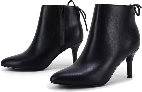 Womens Pointed Toe Heels Ankle Booties Kitten Stiletto Bowtie Strappy Fall Dress Boots Shoes in Saudi Arabia