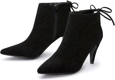 Womens Pointed Toe Heels Ankle Booties Kitten Stiletto Bowtie Strappy Fall Dress Boots Shoes in Saudi Arabia