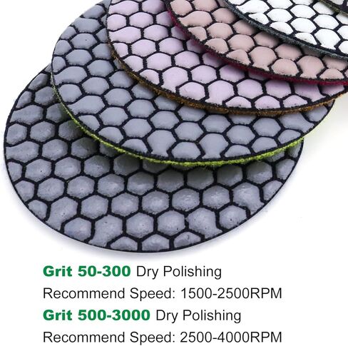 11 قطعة من وسادات تلميع الماس الجافة مقاس 10.16 سم، وسادة تلميع كونترتوب من الجرانيت والرخام الخرساني، 6 وسادة ماسية بخطاف وحلقة، 2 وسادة نهائية من اللباد، لوحة دعم مقاس 5/8-11 بوصة ومحول حفر للمطحنة والمثقاب in Kuwait