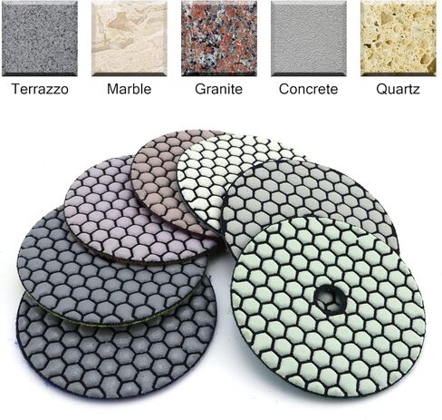 11 قطعة من وسادات تلميع الماس الجافة مقاس 10.16 سم، وسادة تلميع كونترتوب من الجرانيت والرخام الخرساني، 6 وسادة ماسية بخطاف وحلقة، 2 وسادة نهائية من اللباد، لوحة دعم مقاس 5/8-11 بوصة ومحول حفر للمطحنة والمثقاب in Kuwait