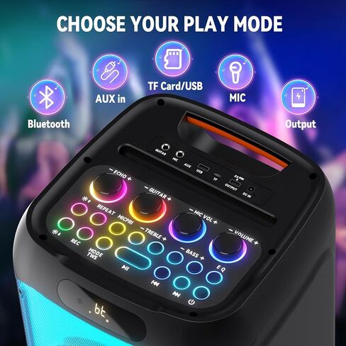 Big Bluetooth Party Speaker Wireless: 300W Multifunction Large PA System with Deep Bass & 2 Wireless Mic, Loud Speaker with Subwoofers & DJ Lights for Party Commercial Outdoor Gathering in Saudi Arabia