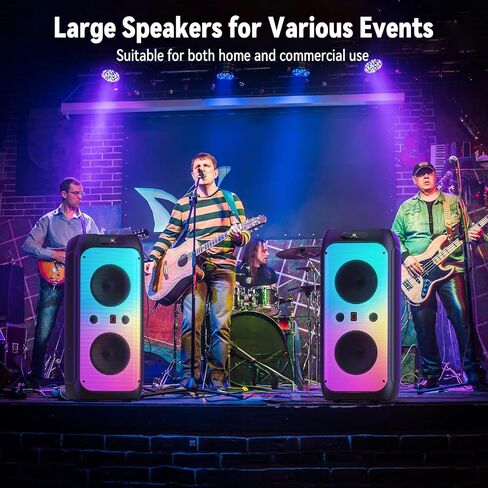 Big Bluetooth Party Speaker Wireless: 300W Multifunction Large PA System with Deep Bass & 2 Wireless Mic, Loud Speaker with Subwoofers & DJ Lights for Party Commercial Outdoor Gathering in Saudi Arabia