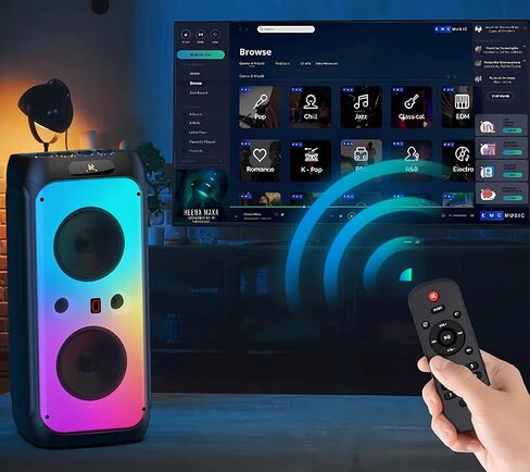 Big Bluetooth Party Speaker Wireless: 300W Multifunction Large PA System with Deep Bass & 2 Wireless Mic, Loud Speaker with Subwoofers & DJ Lights for Party Commercial Outdoor Gathering in Saudi Arabia