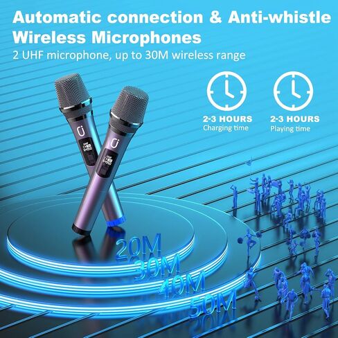Big Bluetooth Party Speaker Wireless: 300W Multifunction Large PA System with Deep Bass & 2 Wireless Mic, Loud Speaker with Subwoofers & DJ Lights for Party Commercial Outdoor Gathering in Saudi Arabia
