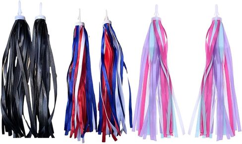 1 Pair of Black Baby Bicycles Grips Tassels Ribbon Easy Attach to Handlebar Kids Rainbow Bicycle Streamers Kids' Bike Accessories for Girls Boys Scooter Tassels in Saudi Arabia