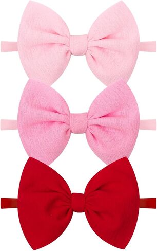 YanJie 3 Pcs Soft Headbands Baby Girls Nylon Headband with Hair Bow Hairbands Hair Accessories for Newborn Infant Toddler Kids in Saudi Arabia