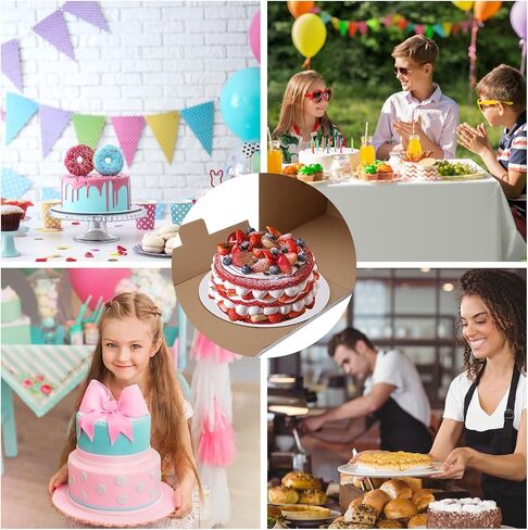 6 قطع من علب الكيك مقاس 10 × 10 × 12 بوصة صندوق كعك طويل للكعك مع نافذة، صناديق مخبز بيضاء مع ألواح كيك لحفلات الزفاف وأعياد الميلاد in Kuwait
