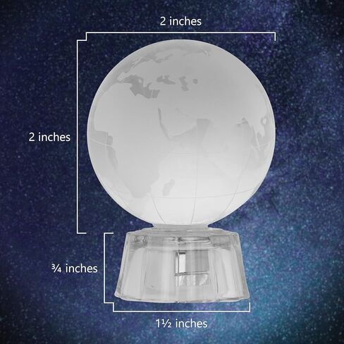 Crystal World Globe Ball Glass Sphere Display Base Frosted Earth Globe Paperweight Healing Meditation Ball with LED Lights for Creative Gift (60mm) in Saudi Arabia