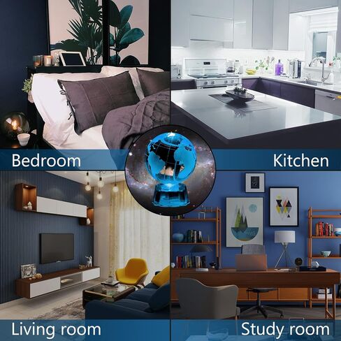 Crystal World Globe Ball Glass Sphere Display Base Frosted Earth Globe Paperweight Healing Meditation Ball with LED Lights for Creative Gift (60mm) in Saudi Arabia
