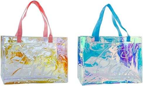 TotePrint 2 PCS Holographic Clear Printed Animal Tote Bag Versatile,Waterproof,Stain Resistant,Work Handbag,Shoulder Tote Bag in Saudi Arabia