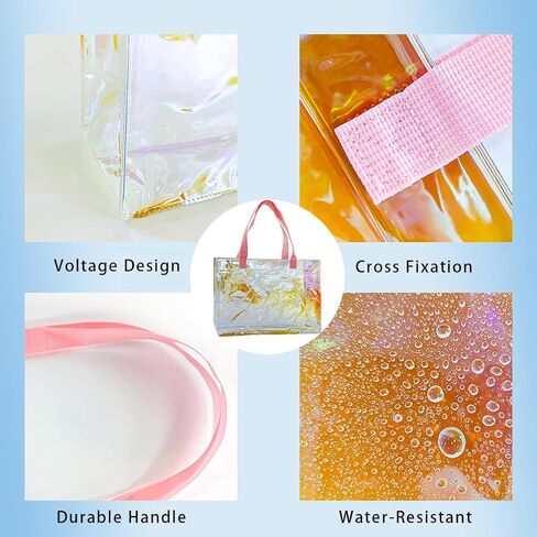 TotePrint 2 PCS Holographic Clear Printed Animal Tote Bag Versatile,Waterproof,Stain Resistant,Work Handbag,Shoulder Tote Bag in Saudi Arabia