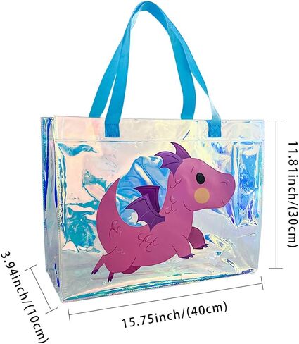 TotePrint 2 PCS Holographic Clear Printed Animal Tote Bag Versatile,Waterproof,Stain Resistant,Work Handbag,Shoulder Tote Bag in Saudi Arabia