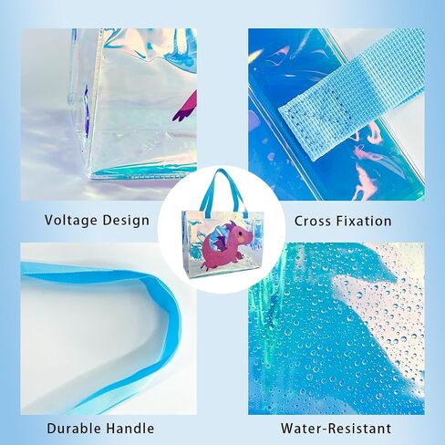 TotePrint 2 PCS Holographic Clear Printed Animal Tote Bag Versatile,Waterproof,Stain Resistant,Work Handbag,Shoulder Tote Bag in Saudi Arabia