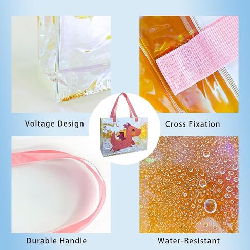 TotePrint 2 PCS Holographic Clear Printed Animal Tote Bag Versatile,Waterproof,Stain Resistant,Work Handbag,Shoulder Tote Bag in Saudi Arabia