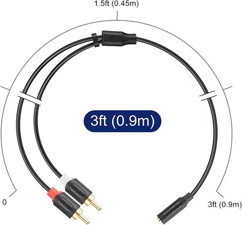 كابل صوت ستيريو J&D 3.5 مم إلى RCA، كابل RCA مطلي بالذهب من سلسلة الموجات الصوتية RCA ذكر إلى 3.5 مم أنثى محول صوت ستيريو Y كابل مقسم للهواتف الذكية والأجهزة اللوحية والمسرح المنزلي، 3 أقدام in Saudi Arabia