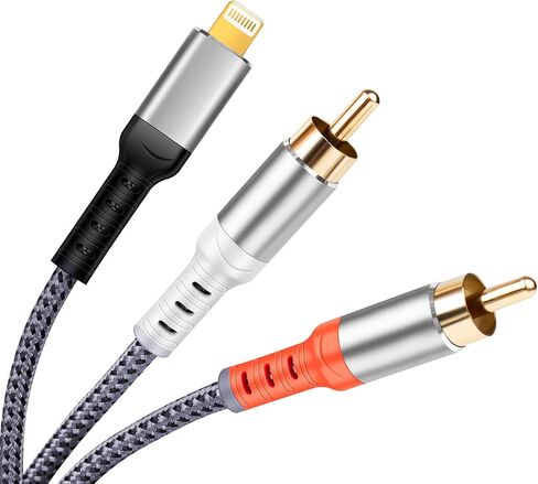 【معتمد من MFi】 متوافق مع محول الصوت Aux من Lightning إلى RCA، كابل 4FT iOS إلى 2RCA HiFi Stereo Y Splitter لأجهزة i-Phone، وi-Pad، وi-Pod، ومكبرات الصوت، والمسرح، والسيارة ومكبر الصوت in Kuwait