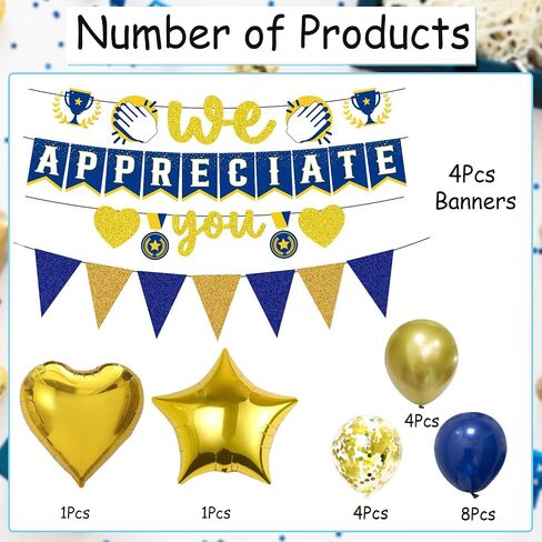 We Appreciate You Banners Balloons - Wxiben 31PCS Black Glitter Thank You Banners Appreciate Teacher Employee Doctor Nurse Staff Hanging Swirls Balloons Decorations Supplies Office Party Decorations in Saudi Arabia