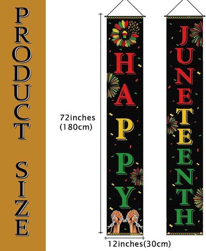 Juneteenth Decorations Outdoor Happy Juneteenth Porch Sign Banner Pan African American Juneteenth Party Decorations and Supplies for Home Office in Saudi Arabia