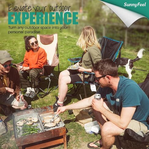 SUNNYFEEL Rocking Camping Chair, Luxury Padded Recliner, Oversized Folding Lawn Chair with Pocket, Heavy Duty for Outdoor/Picnic/Lounge/Patio, Portable Camp Rocker Chairs with Carry Bag in Kuwait