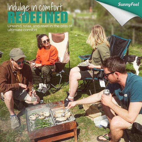 SUNNYFEEL Oversized Heated Rocking Camping Chair, Fully Padded Patio Chair with Side Pocket, High Back Portable Lawn Recliner with Carry Bag, Outdoor Rocker Camp Chair for Adults Heavy Duty 500 LBS in Saudi Arabia