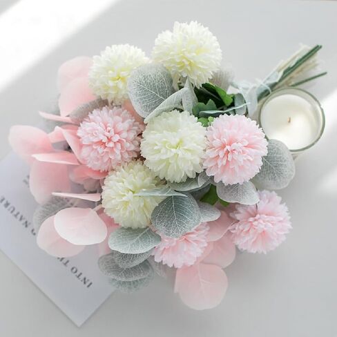 Artificial Flowers with Vase, Silk Dandelions In Vase Arrangement, Fake Plant Flowers Kitchen Dining Coffee Table Decor, Flower Centerpieces for Home Office Farmhouse Bathroom Wedding Decorations in Saudi Arabia