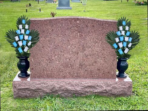 2 Sets Artificial Cemetery Flowers， Outdoor Grave Decorations Roses，Accompanied by 2 Long Nail Vases。Lasting and Non-Bleed Colors. (18 Heads (Dark Blue+White)) in Saudi Arabia