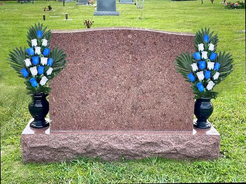 2 Sets Artificial Cemetery Flowers， Outdoor Grave Decorations Roses，Accompanied by 2 Long Nail Vases。Lasting and Non-Bleed Colors. (18 Heads (Dark Blue+White)) in Saudi Arabia