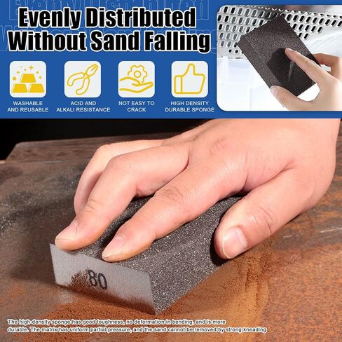 مجموعة إسفنجة صنفرة Glarks 16 قطعة 80 حبيبة 15 قطعة 10x7x2.5 سم مكعبات صنفرة قابلة للغسل وإعادة الاستخدام وفرشاة طلاء واحدة مثالية للأعمال الخشبية وتلميع المعادن للجدران الجافة in Kuwait