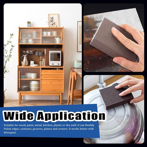 مجموعة إسفنجة صنفرة Glarks 16 قطعة 80 حبيبة 15 قطعة 10x7x2.5 سم مكعبات صنفرة قابلة للغسل وإعادة الاستخدام وفرشاة طلاء واحدة مثالية للأعمال الخشبية وتلميع المعادن للجدران الجافة in Kuwait